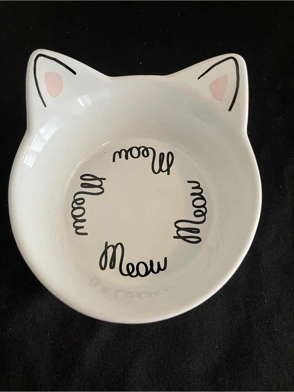 Ceramic Cat Ear Bowl in White with Pink Accents - Meow Pet Dish
